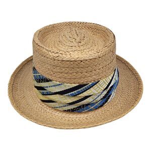 Vtg Meyer The Hatter Mens Hat Macora Straw Fedora Vacation Tropics 7-1/8 NOS